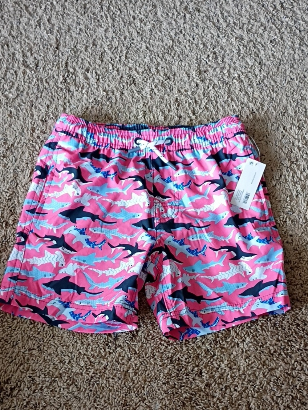 Members Mark Kids Pink Shark Print Swim Shorts